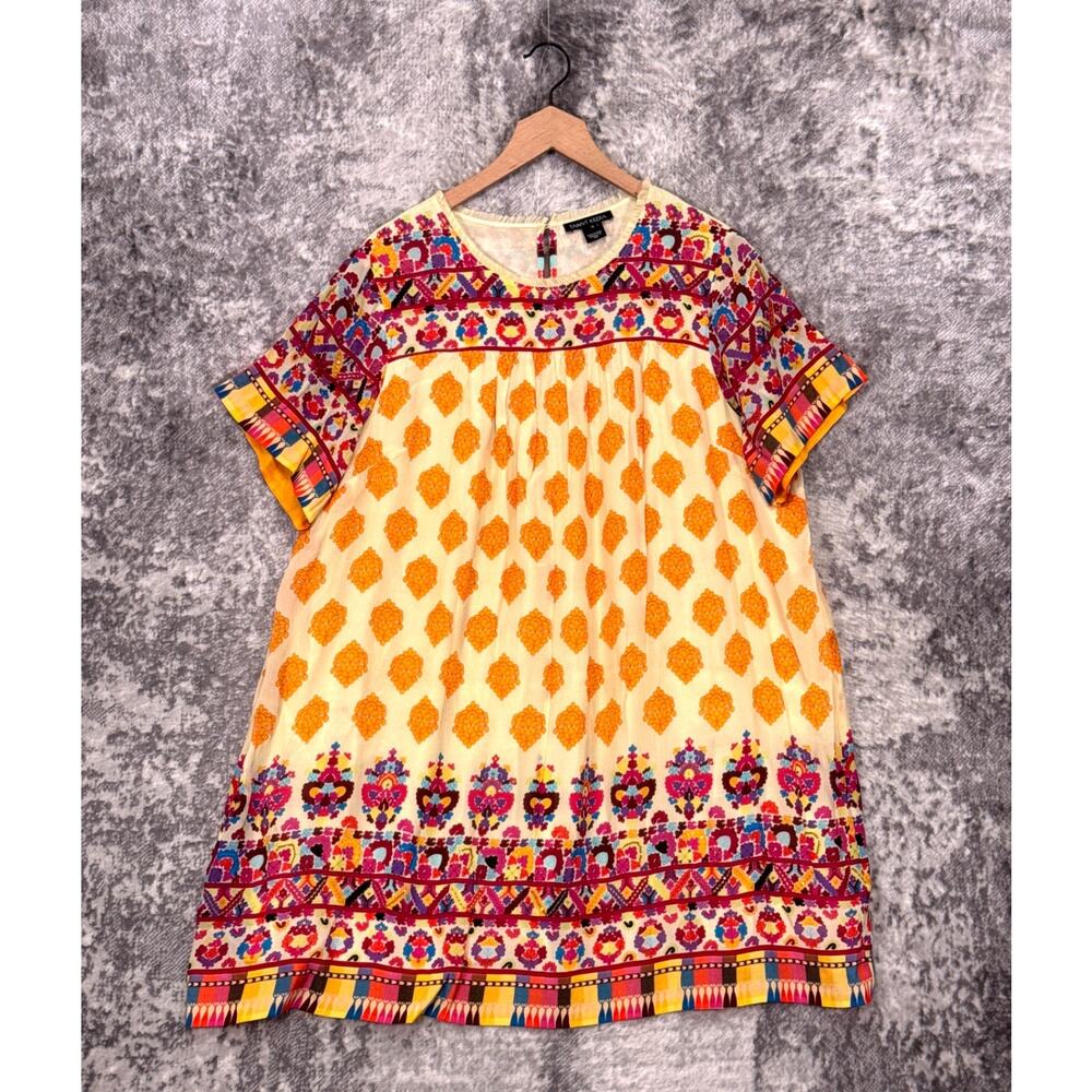 Tanvi Kedia Dress 1X Womens Anthropologie Jeweled Short Sleeve Swing Caltha
